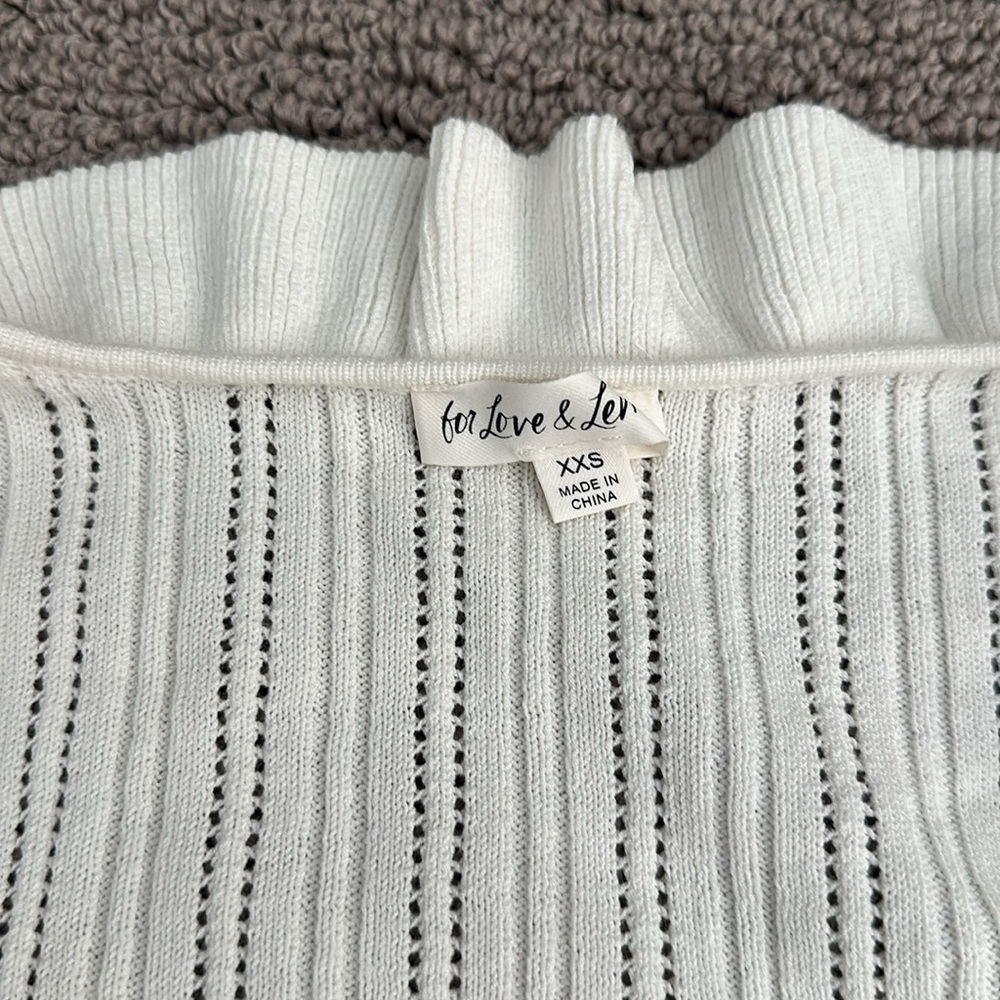 White Ruffled Knit Crop Top - Picture 7 of 7